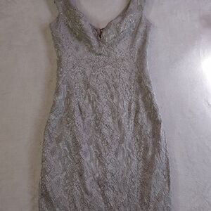 Black Halo Silver Textured Mini Dress